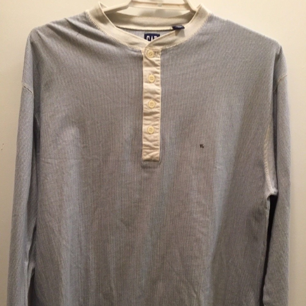 Gap White Blue Striped Neck Pullover Size XL